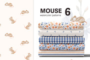 Seamless patterns cute mous, flowers, a Pattern Graphic by Pattern + watercolor (Thumbnail 1 of 13)