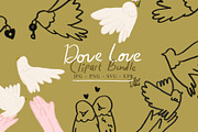 Dove Love Clipart Bundle, an Object Illustration by lilovwishes (Thumbnail 1 of 6)