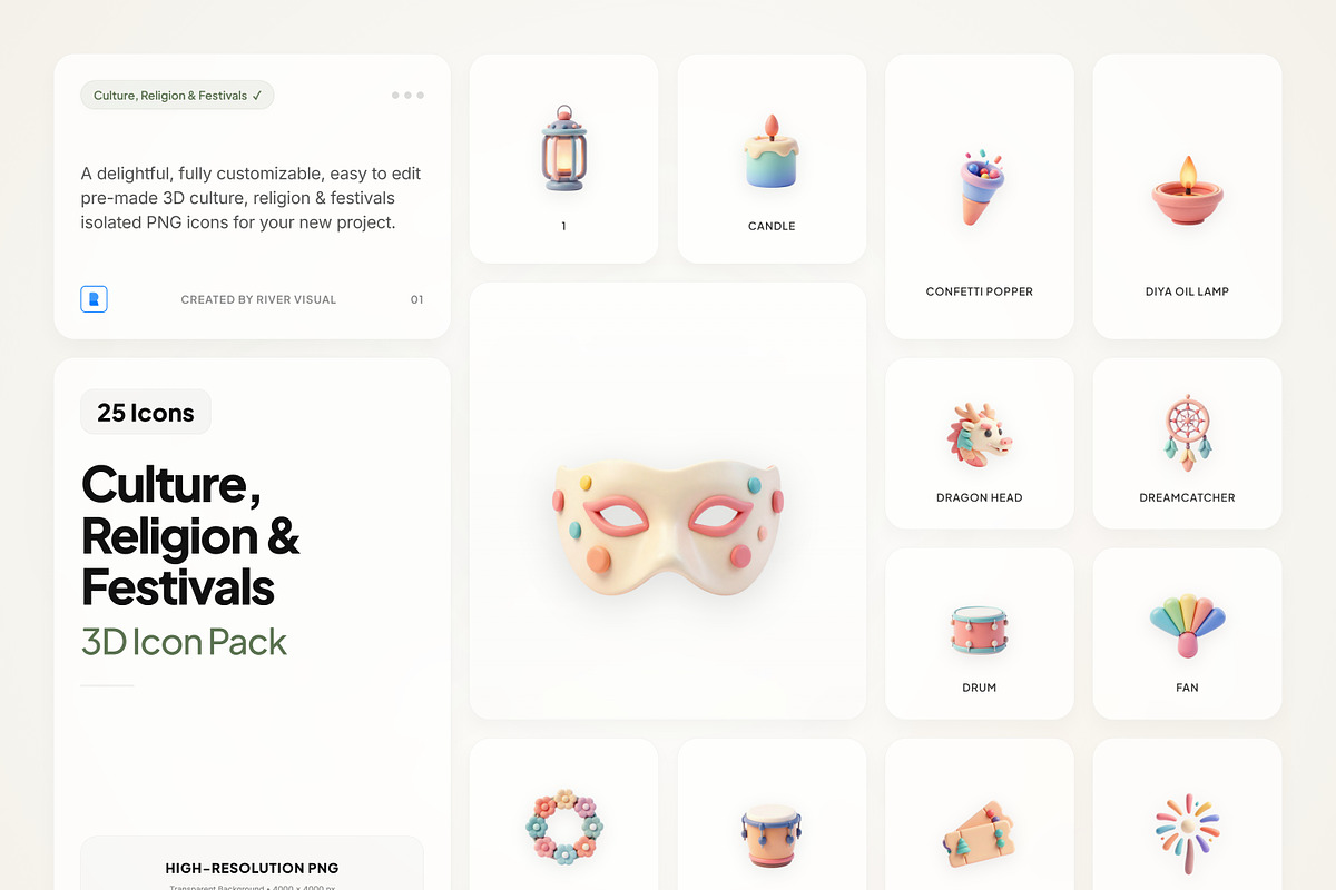 3D Culture & Religion Icons, an Emoji Icon by River Visual (Photo 1 of 5)