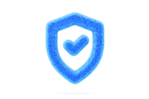3d blue fur fluffy shield icon with, an Object Illustration by Marozhkastudio