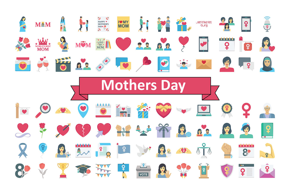 Mother’s Day Icons Pack, a Solid Icon by Vector Portal (Photo 1 of 6)