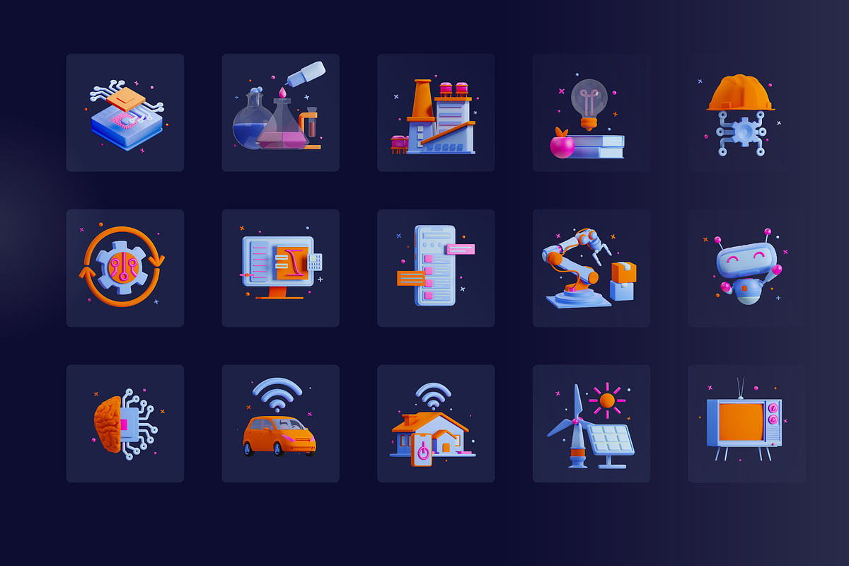 3D Technology Icons, an Object 3D Model by Flat Icons (Photo 3 of 8)