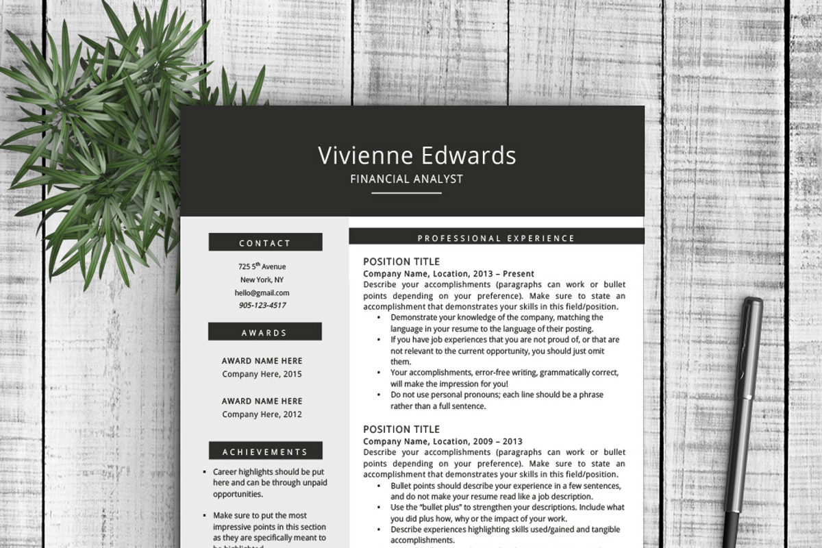 Resume Template Vivienne, a Resume Template by Resume Template Shoppe (Photo 2 of 4)