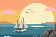 Sunset Lighthouse Vector Art, a Decorative Illustration by Vowx Studios (Thumbnail 3 of 3)