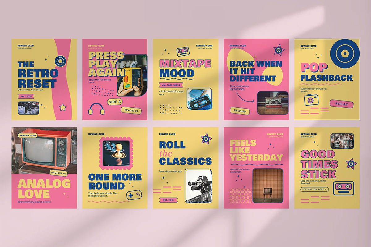 Retro Culture Social Media Pack, a Social Media Template by Pitchlook.Studio (Photo 2 of 3)