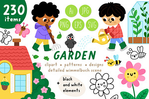Garden clipart, patterns, designs