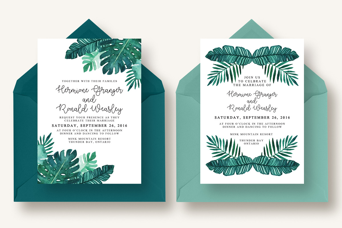 Tropical Leaves Invitation Suite, an Invitation Template by Knotted Design (Photo 3 of 6)