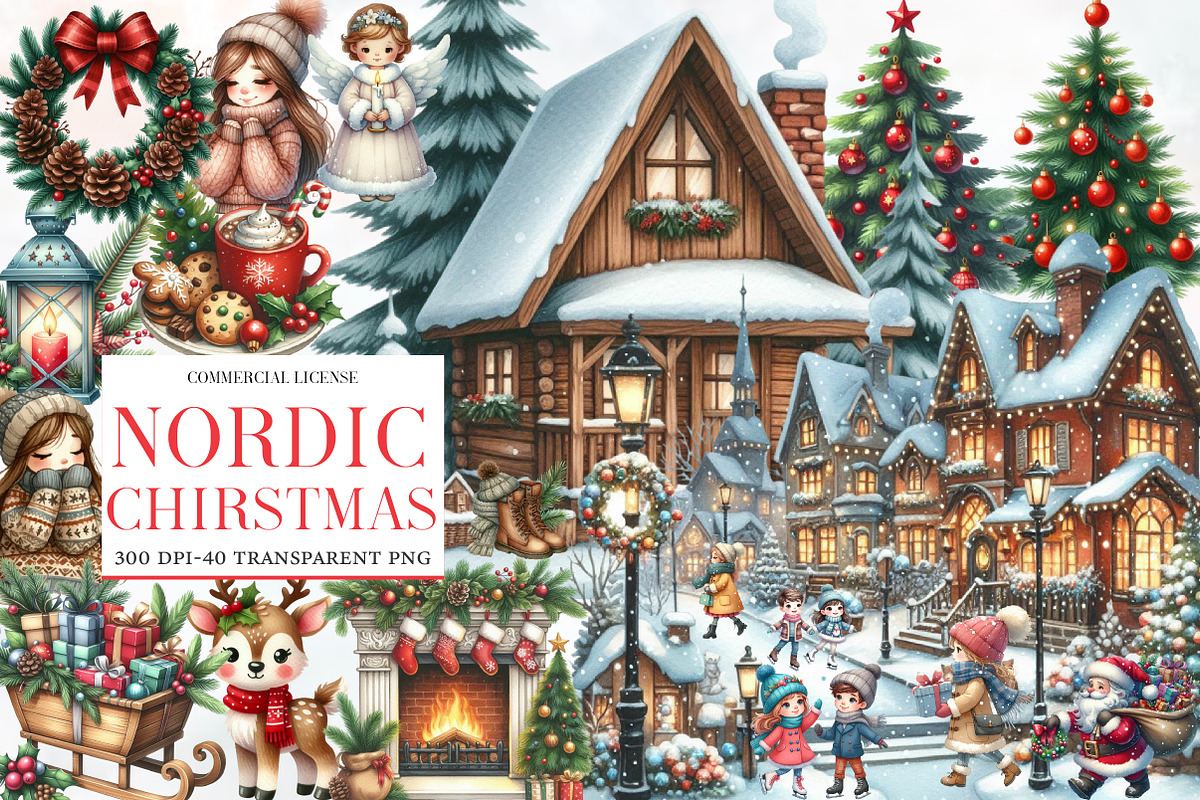 Antique Nordic Chirstmas Day Clipart, an Illustration by Designworld (Photo 1 of 6)