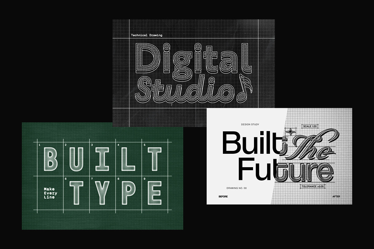 Technical Blueprint Text Effects, a Layer Style Add-On by Matsero (Photo 2 of 4)
