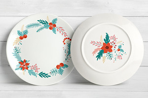 Christmas Floral Pattern & Elements