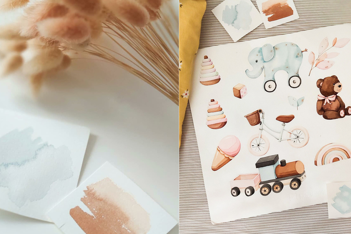 Baby watercolor toys, an Illustration by nathalieclaire (Photo 3 of 10)