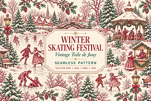 Winter Skating Festival Toile Design
