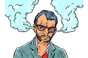 Pop Art Retro Thinking and solving, a Person Illustration by studiostoks