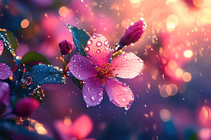 Beautiful pink flowers with sun rays, a Nature Photo by AlyaAnd