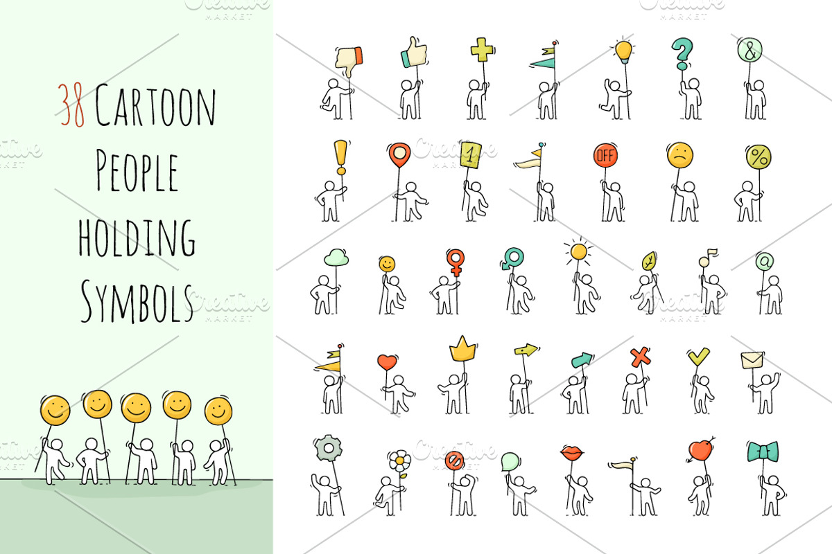 Cartoon People with Symbols, an Object Graphic by Sapunkele (Photo 1 of 3)