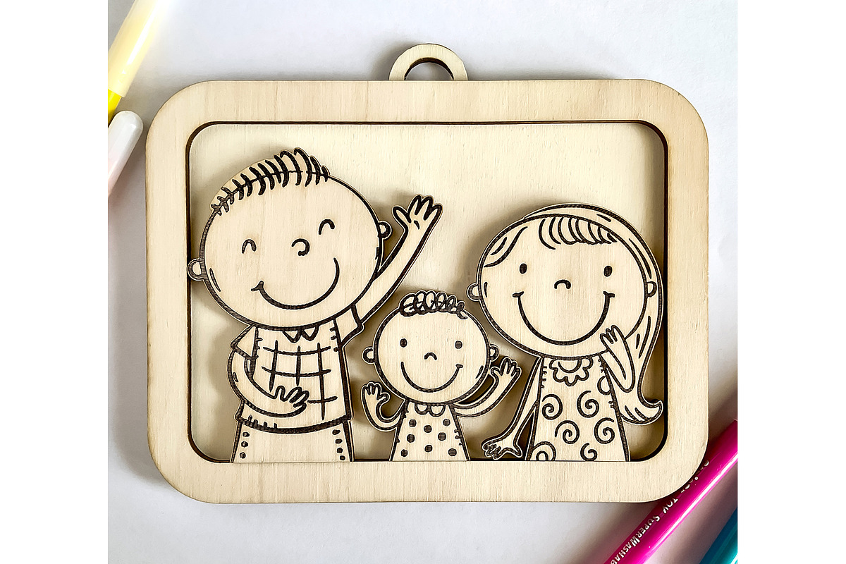 Custom Family Portrait Laser Cut, an Object Graphic by Bubert Art (Photo 10 of 10)
