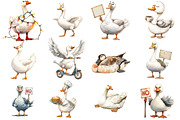 Watercolor Goose Clipart, an Illustration by Watercolor design (Thumbnail 2 of 5)
