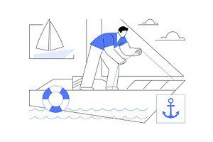 Yacht sailing isolated cartoon, a Person Illustration by Visual Generation