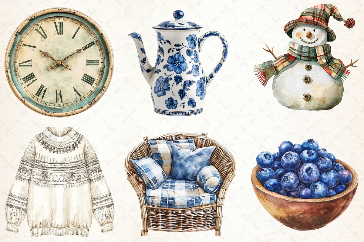 Watercolor Winter Cottage Clipart, an Illustration by Libby Wishes (Photo 4 of 8)