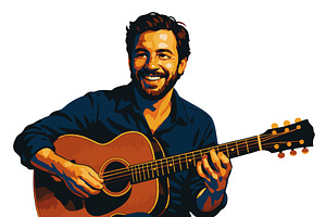 male Musician with Acoustic Guitar, a Person Illustration by AlexArt