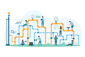 Gas industry pipeline inspection, an Illustration by Flashvector