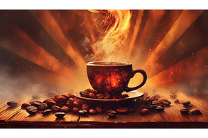 A steaming coffee cup surrounded by, a Food & Drink Photo by Igor Tichonow