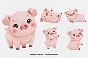 15 Bundle Watercolor Baby Pig Pink, an Animal Illustration by Morspective (Thumbnail 6 of 8)