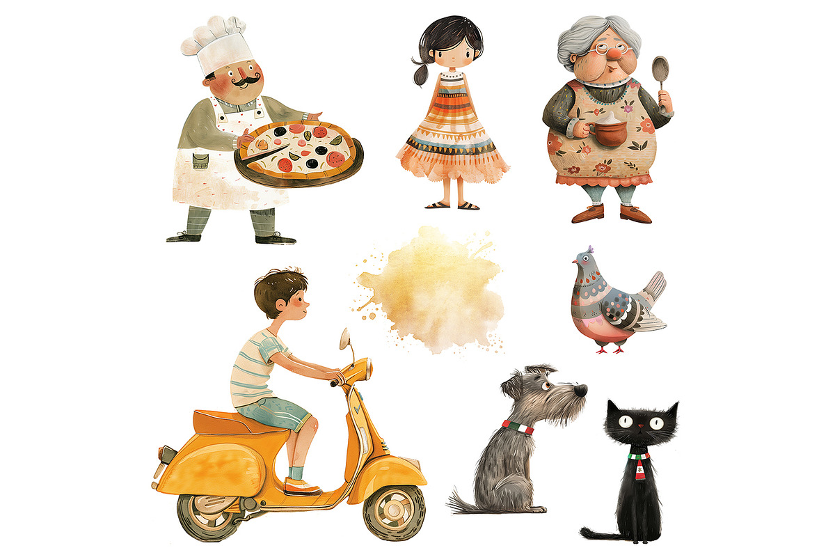 Life In Italy Clipart Set, a Decorative Illustration by The Dutch Lady Designs (Photo 3 of 7)