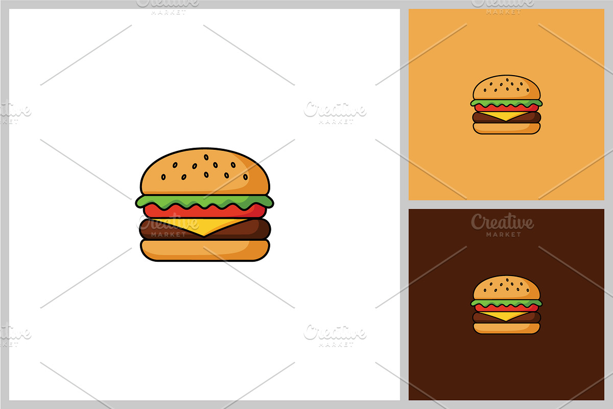 Burger Icon Vector Illustration, a Solid Icon by quadrazo