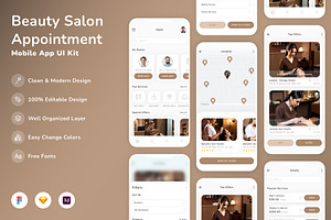 Beauty Salon Appointment App UI Kit, an UI Kit Template by Betush