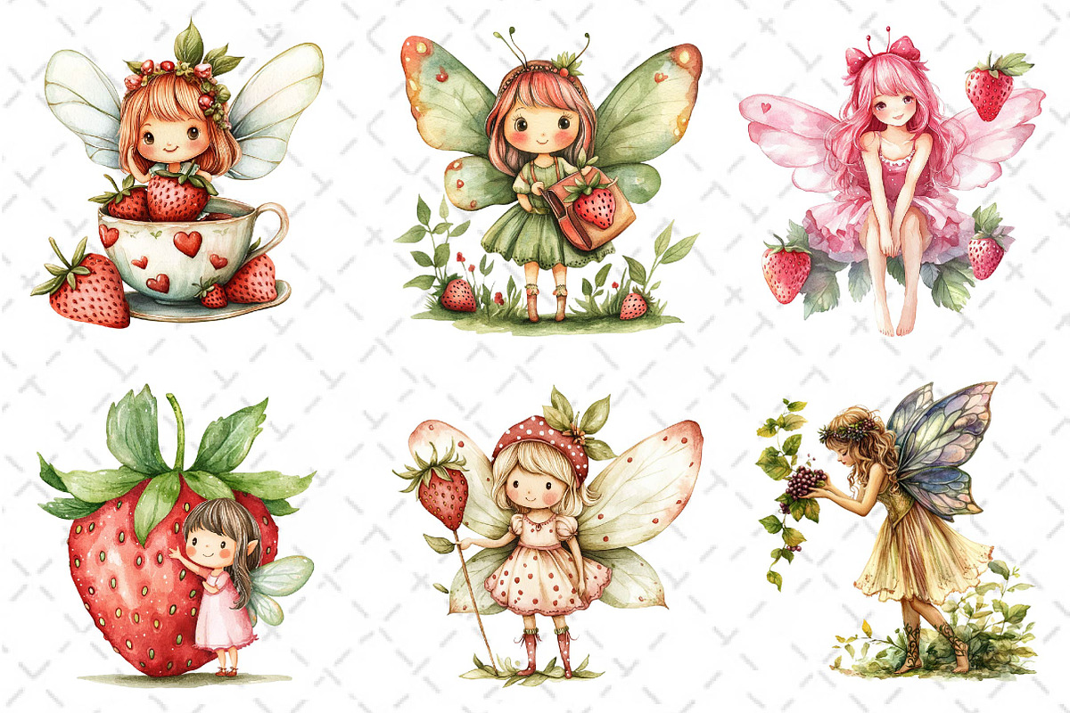 Strawberry Garden Fairies Clipart, an Illustration by Dream Creation (Photo 5 of 6)