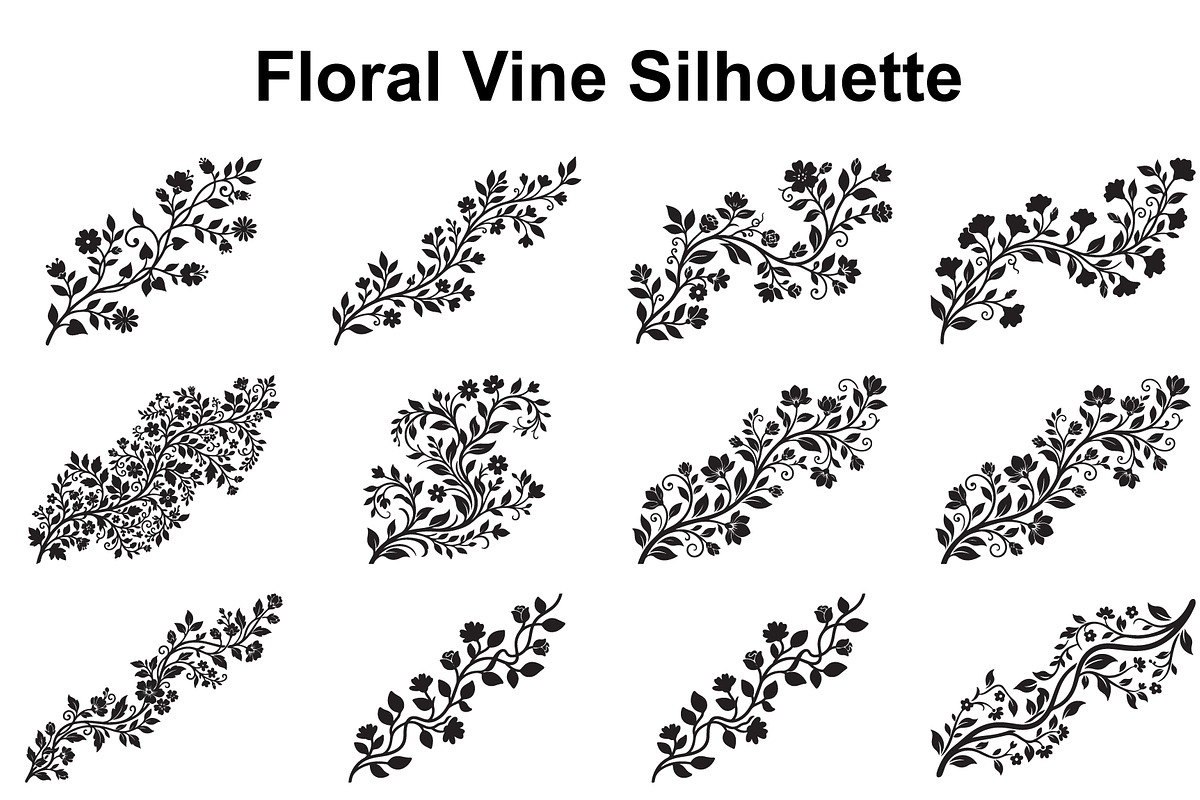 Elegant Floral Vine Silhouette, an Object Graphic by Creativeshirt (Photo 1 of 3)