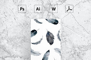Watercolor feather business card, a Card Template by MH Design Template (Thumbnail 3 of 6)