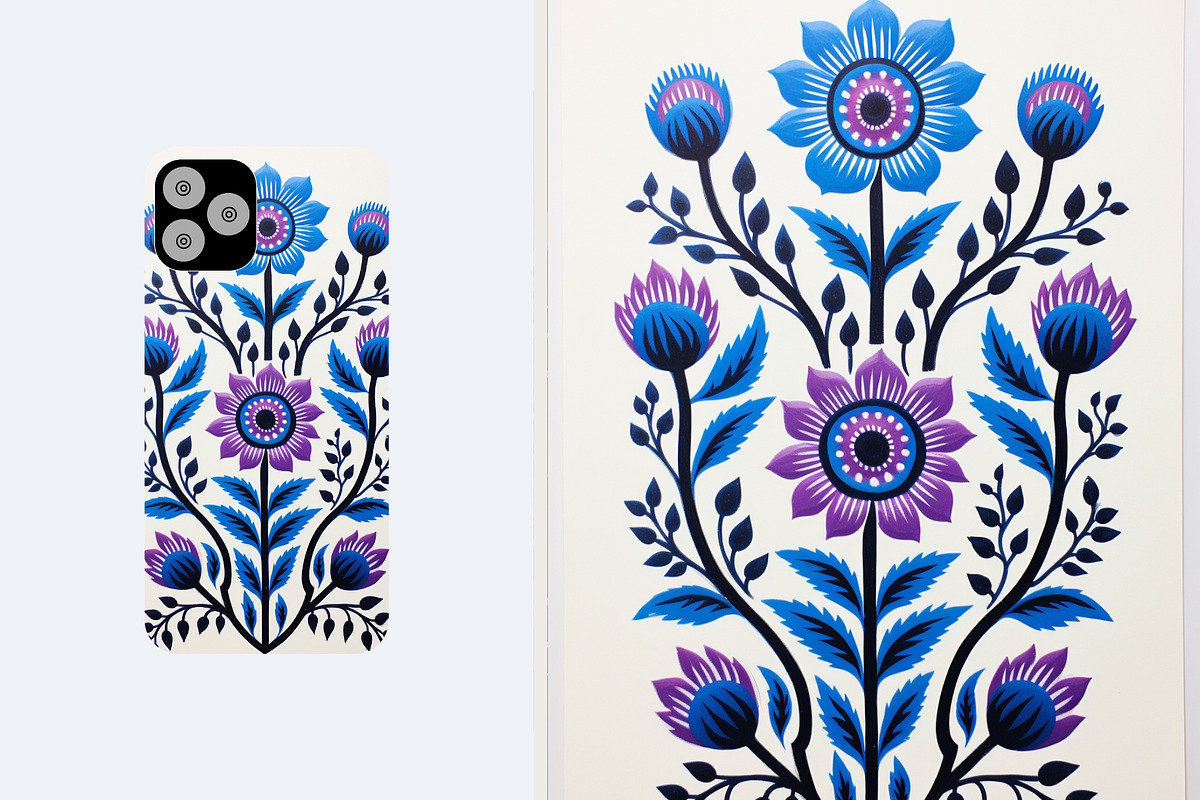 11 purple folk flower wall art print, a Decorative Illustration by ARTOZEN DIGITAL (Photo 8 of 11)