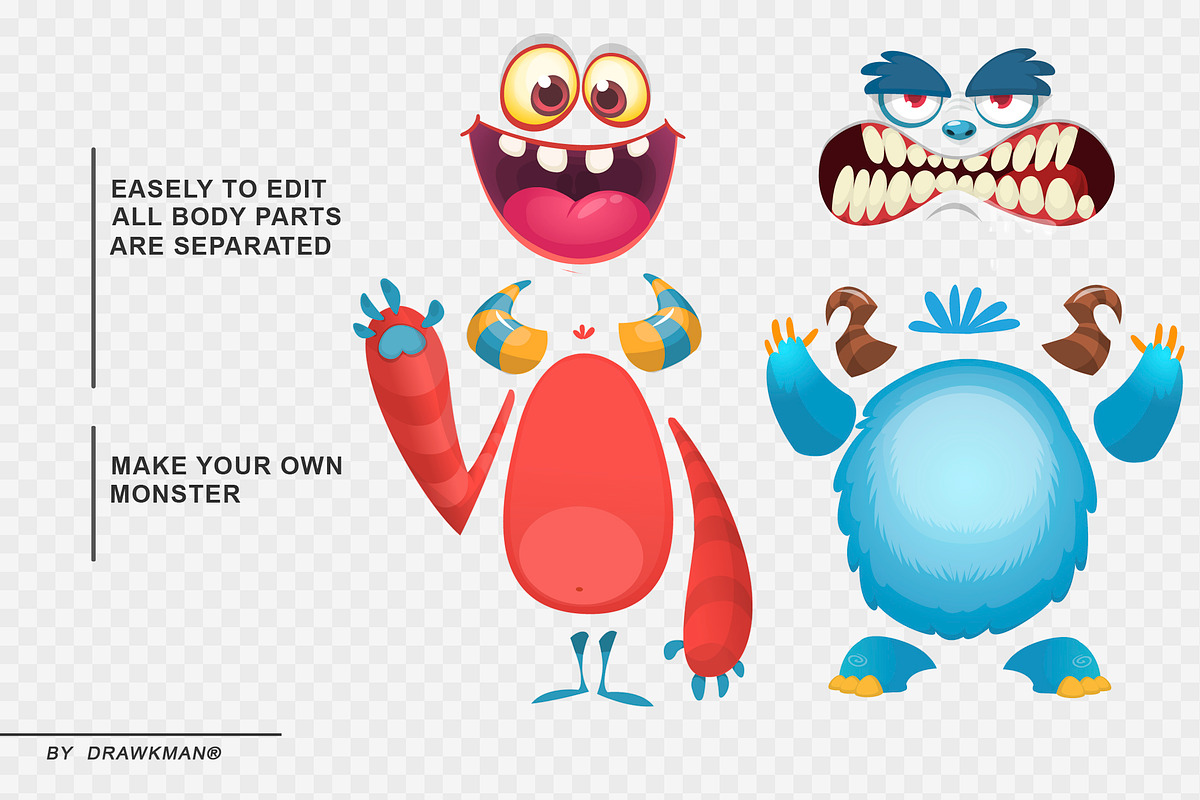 Monster Pack - 135 Cute Monsters, a Decorative Illustration by D R A W K M A N (Photo 8 of 30)