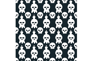 Doodle skulls seamless pattern, a Texture Illustration by LadadikArt