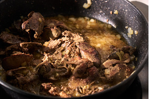 Cooking sliced liver with onions in, a Food & Drink Photo by darksoul72