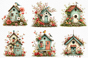 Whimsical Spring Birdhouse Clipart, an Illustration by Craft Nest (Thumbnail 3 of 11)