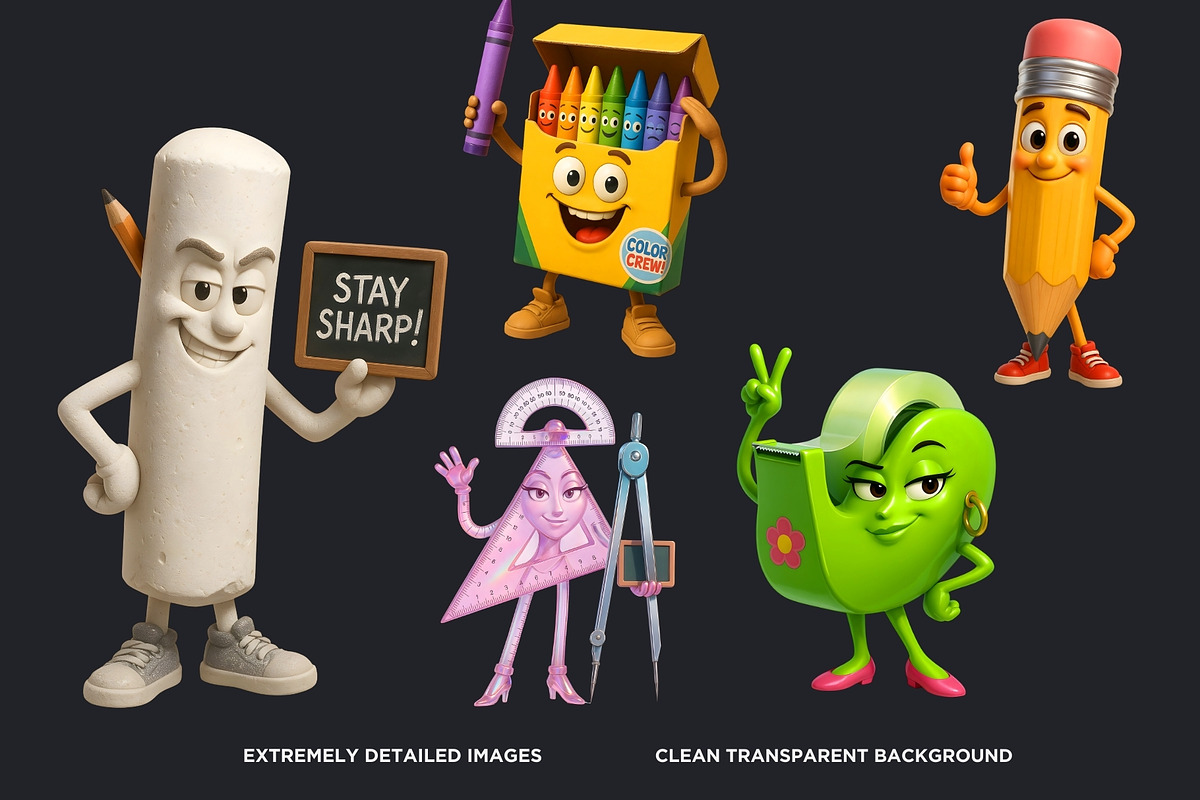 Back To school Buddies Clipart Set, an Education Illustration by ThatsDesignArt (Photo 3 of 10)