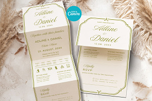 Olive Green Wedding Invitation, an Invitation Template by Arslan