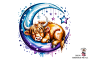 10 Sleeping Baby Cow PNG Clipart, an Illustration by Clipart Bloom (Thumbnail 3 of 11)