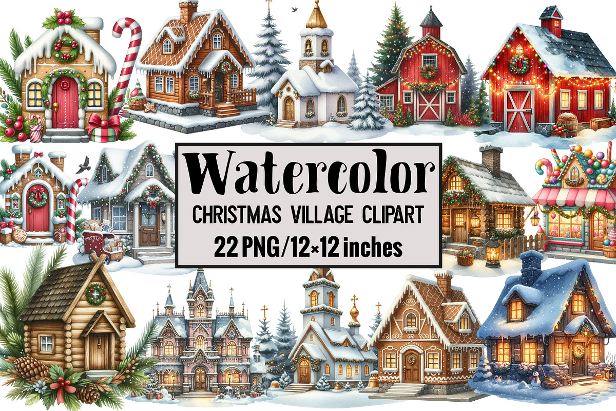 Christmas Village Clipart, an Illustration by Design Market (Photo 1 of 3)