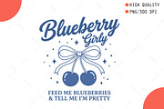 Cute Coquette Blueberry Girly PNG, an Illustration by OK Design (Thumbnail 1 of 5)