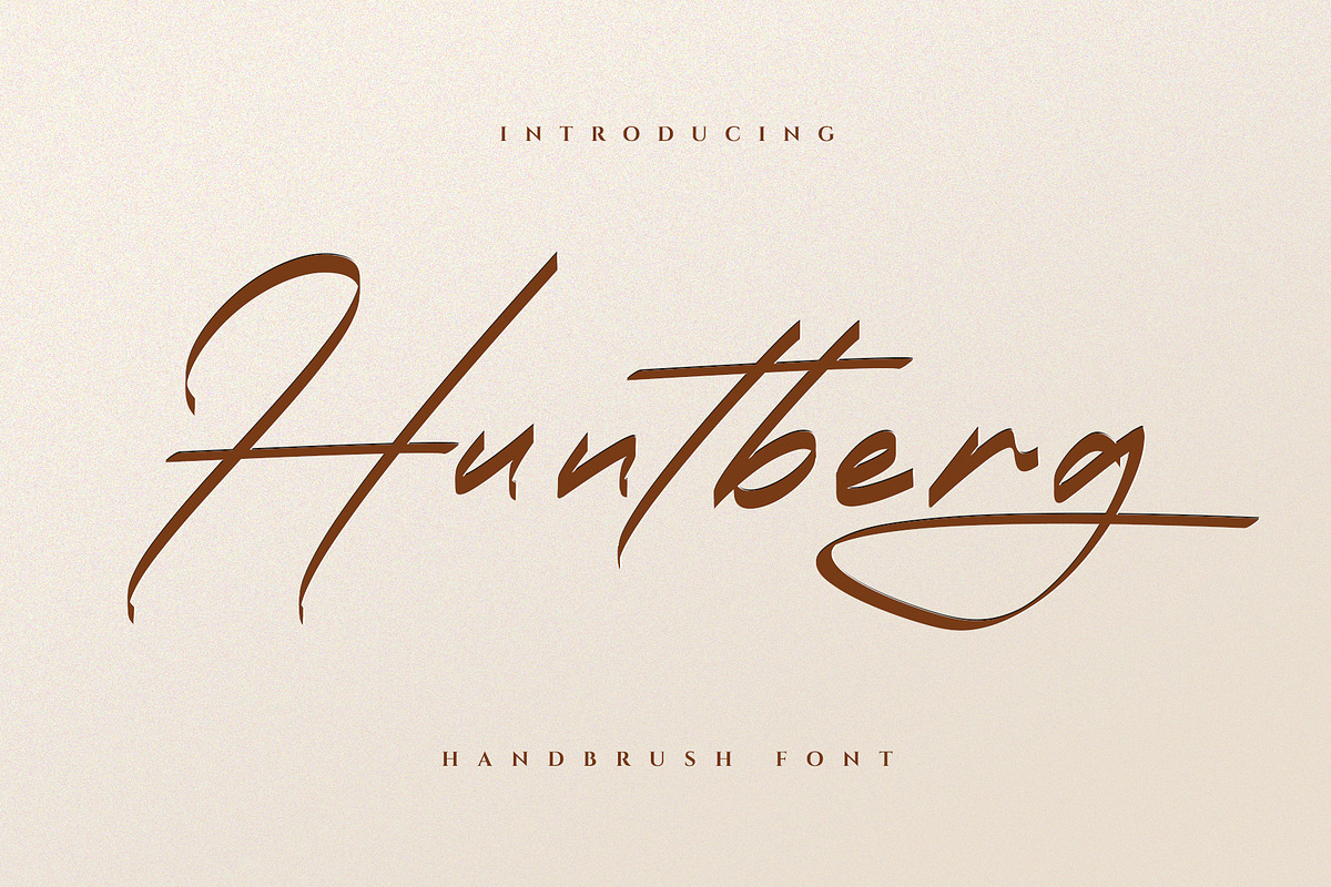 Huntberg Stylish Handdraw Font, a Handwritten Font by RantautypeStudio (Photo 1 of 11)