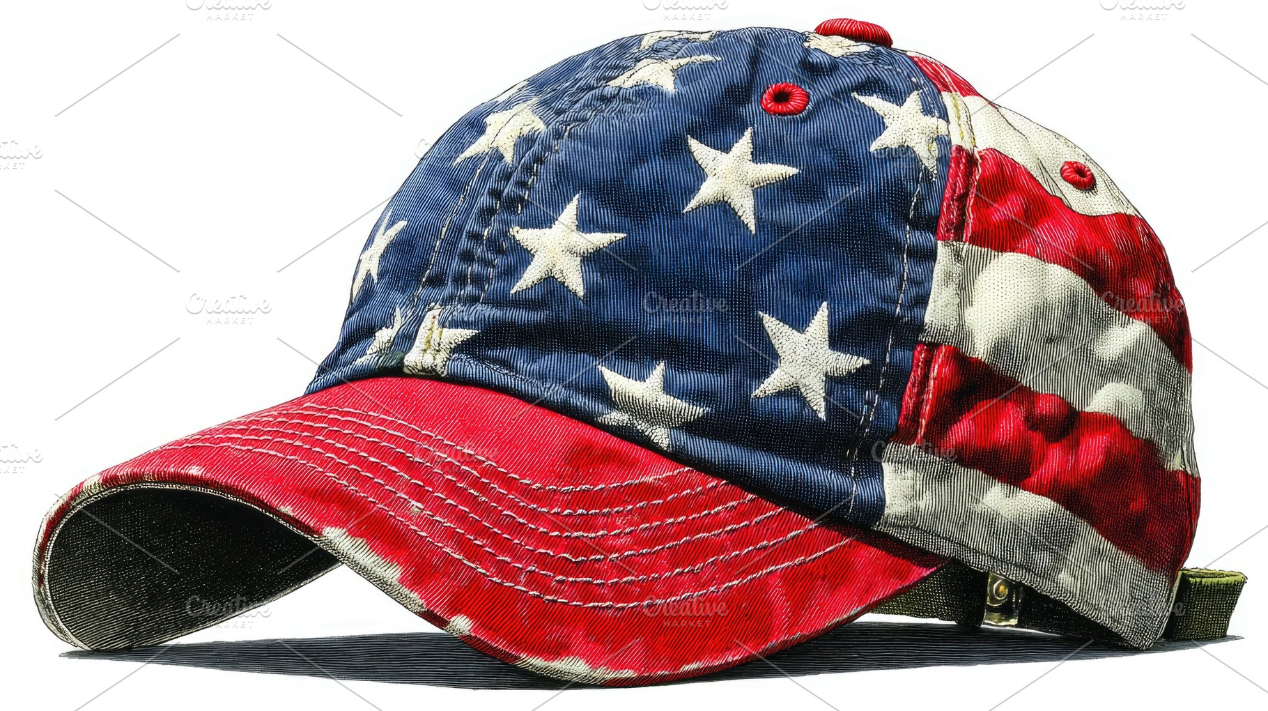 Patriotic American flag baseball cap for Fourth of July, a Holiday Photo by José Manuel Gelpi