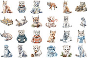 Winter Clip Art White Wild Cats Png, an Illustration by Sublimation Artist (Thumbnail 2 of 6)