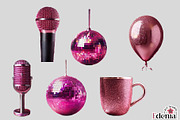 Pink Glitter Party Cliparts, a Seasonal Illustration by EdeniaArtStudio (Thumbnail 5 of 5)