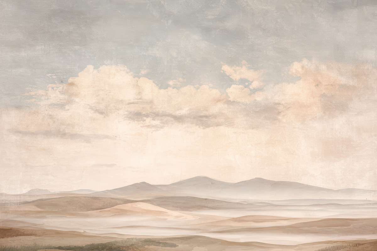 Sand Dunes and Mountains Wallpaper, a Decorative Illustration by Virgo Studio