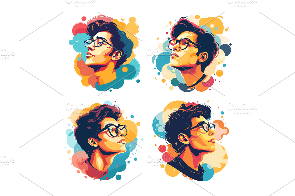 Thinking geek cartoon vector, a Person Illustration by Stock-Smart-Start