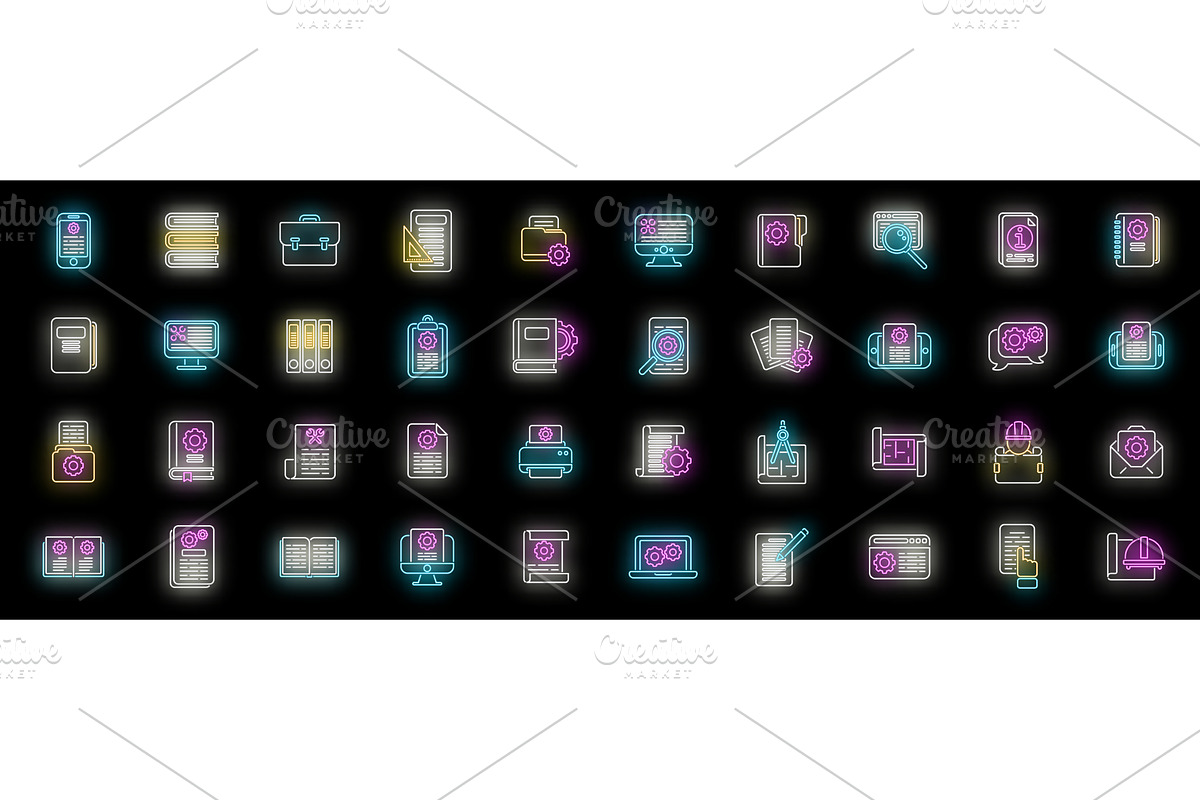 Technical document icons set vector, a Technology Illustration by Ylivdesign